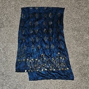 Elegant Blue Black and Gold Scarf
